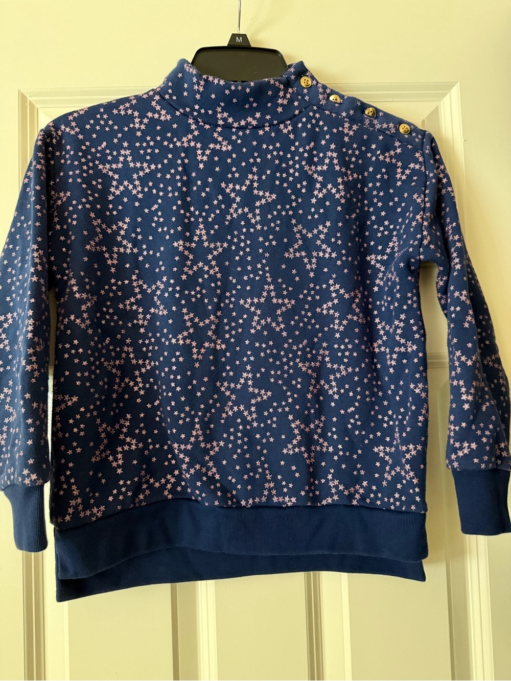 J Crew Cuts Girls' Navy Star Print Pullover Sweatshirt - Pink Stars size M